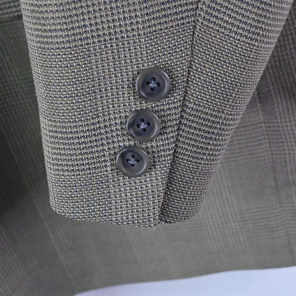 Jack Victor Fits‎ 44L Blue Gold Woven Wool 2Btn Blazer Suit Sport Coat Jacket